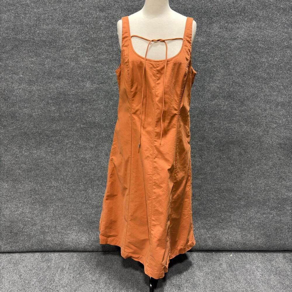 Vince Dress Womens 14 Orange Scoop Neck Strappy A Line Midi Cotton Sundress